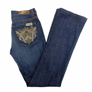 Free people We The People Straight Leg Dark wash Jeans Embellished Size 25